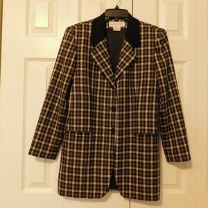 JONES NEW YORK Vintage Plaid Wool Blazer Preppy Classy Pockets Womens Size 4